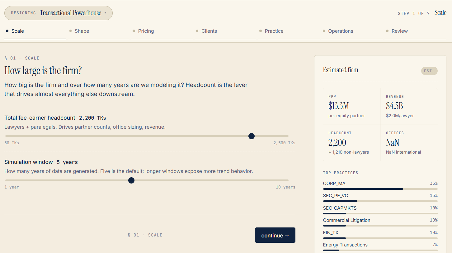 Screenshot of the firmgen experiment
